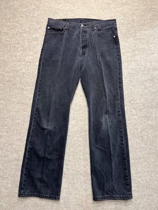 Levi's Other - Levi's 501 Dark Black Gray Wash Button Fly Straight Leg Mens Denim Jeans 36 X 34